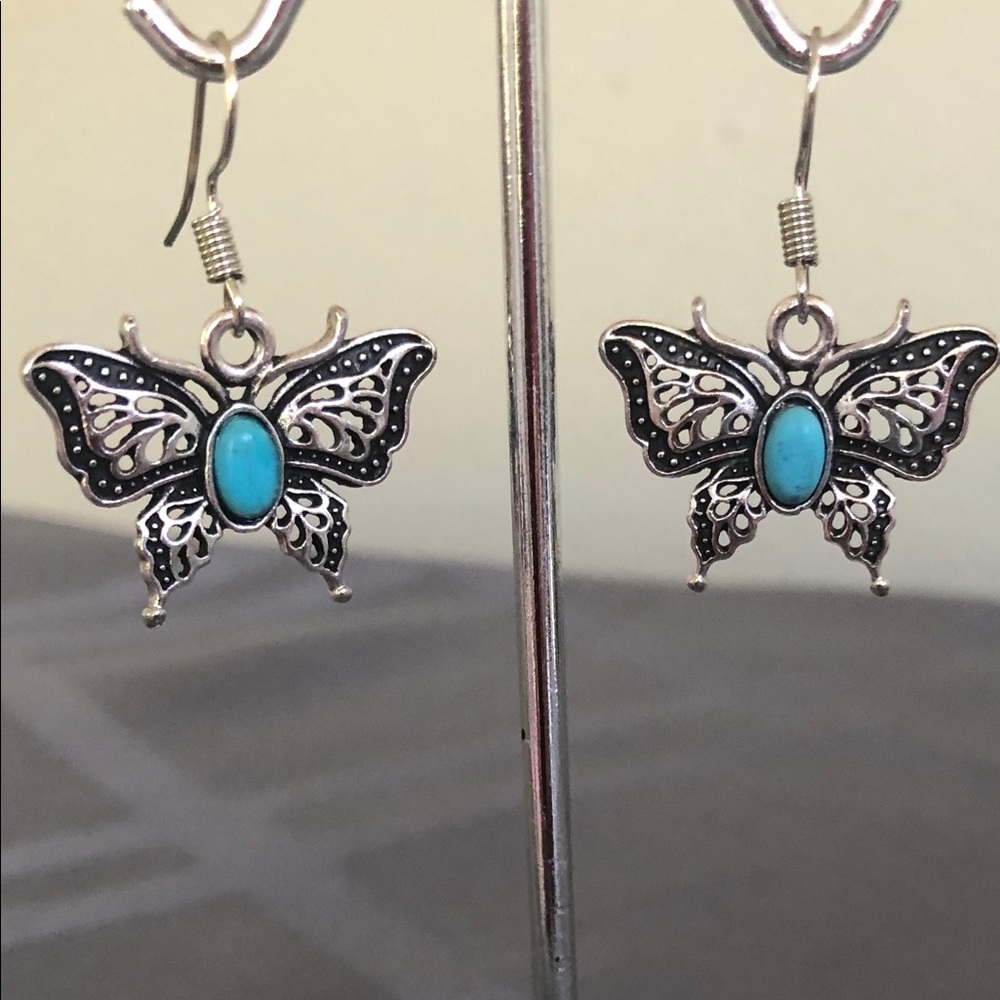 COPY - Butterfly earrings with turquoise stone NWT